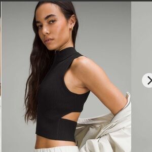 [1X] BNWOT 2023 Lululemon Open Back Half-Zip Ribbed Knit Sweater Tank Black